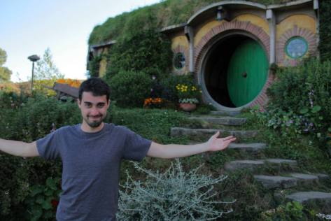 Besser visits the Hobbiton set from the Lord of the Rings in New Zealand.  Photo: Courtesy of Sam Besser.