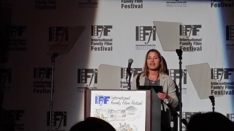 Lisa Reznick receives the award for her work on 95 Decibels. Photo: © 2014 IFFF.