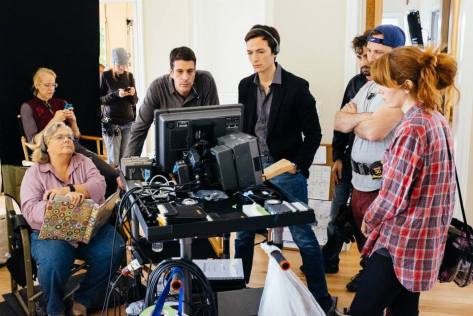 On set filming Frontman. From left--Mary Shellogg, Todd Sheridan, Matthew Gentile, Jason Allen, and Craig Boydston.
